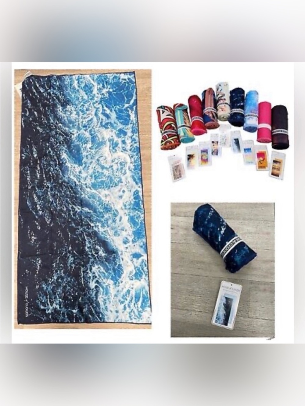 HOUSE OF CLOUDS Microfiber Beach Towel waves yoga “E”